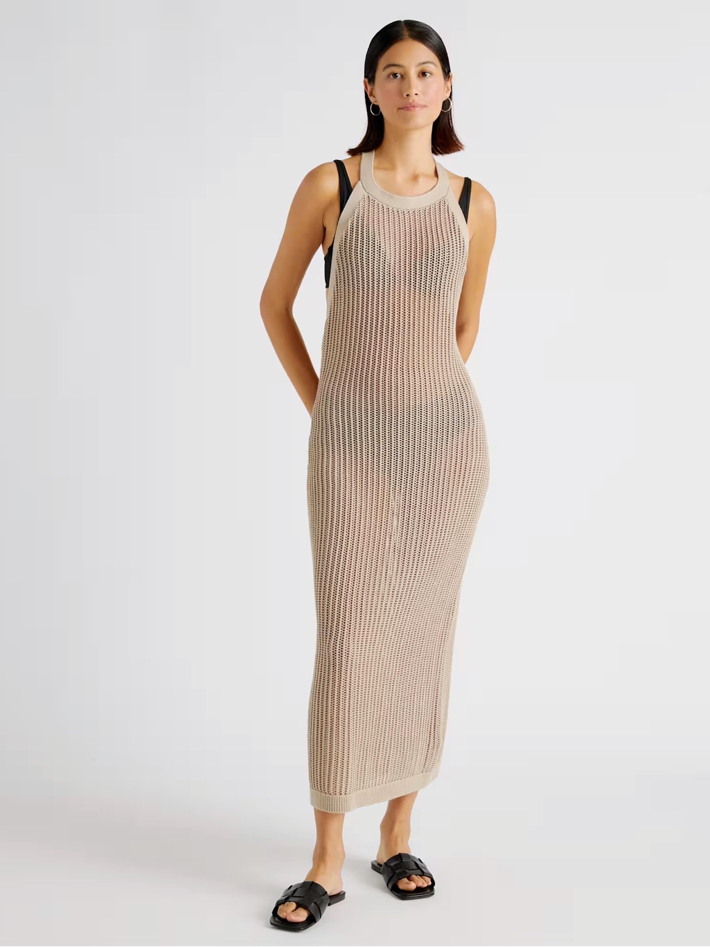 Quince Ivory Knit Halter Neck Maxi Dress ~ Xs